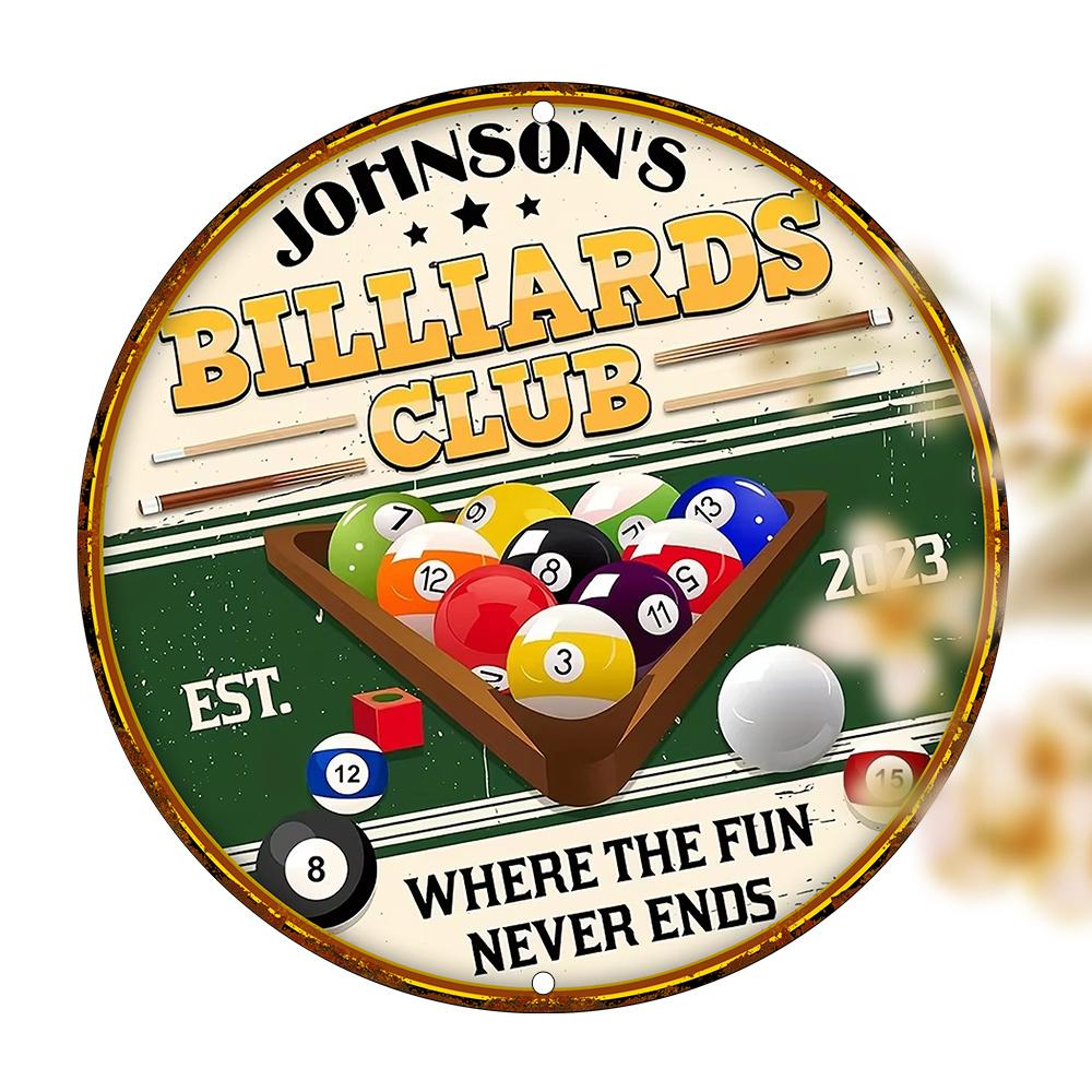 1pc Vintage Johnson'S Billiards Club Wood Sign, UV Printed Wooden Plaque, Dustproof Wall Decor for Home, Garage, Cafe, Restaurant, and BarInches