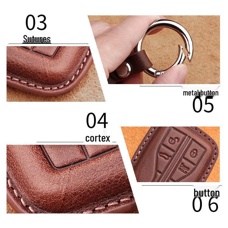 Premium Leather Key Case for Hongqi H5, HS5, HS7, and H9 - High-End Car Key Shell with Buckle