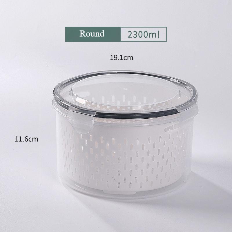 Refrigerator Storage Fridge Organizer Fresh Vegetable Fruit Boxes Drain Basket Storage Containers Pantry Kitchen Organizer( Round/Square/Rectangle)