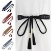Women Dress Belt Braided Lace Decorated Tassel End Waistband Solid Color Waist Cord Costume Accessories