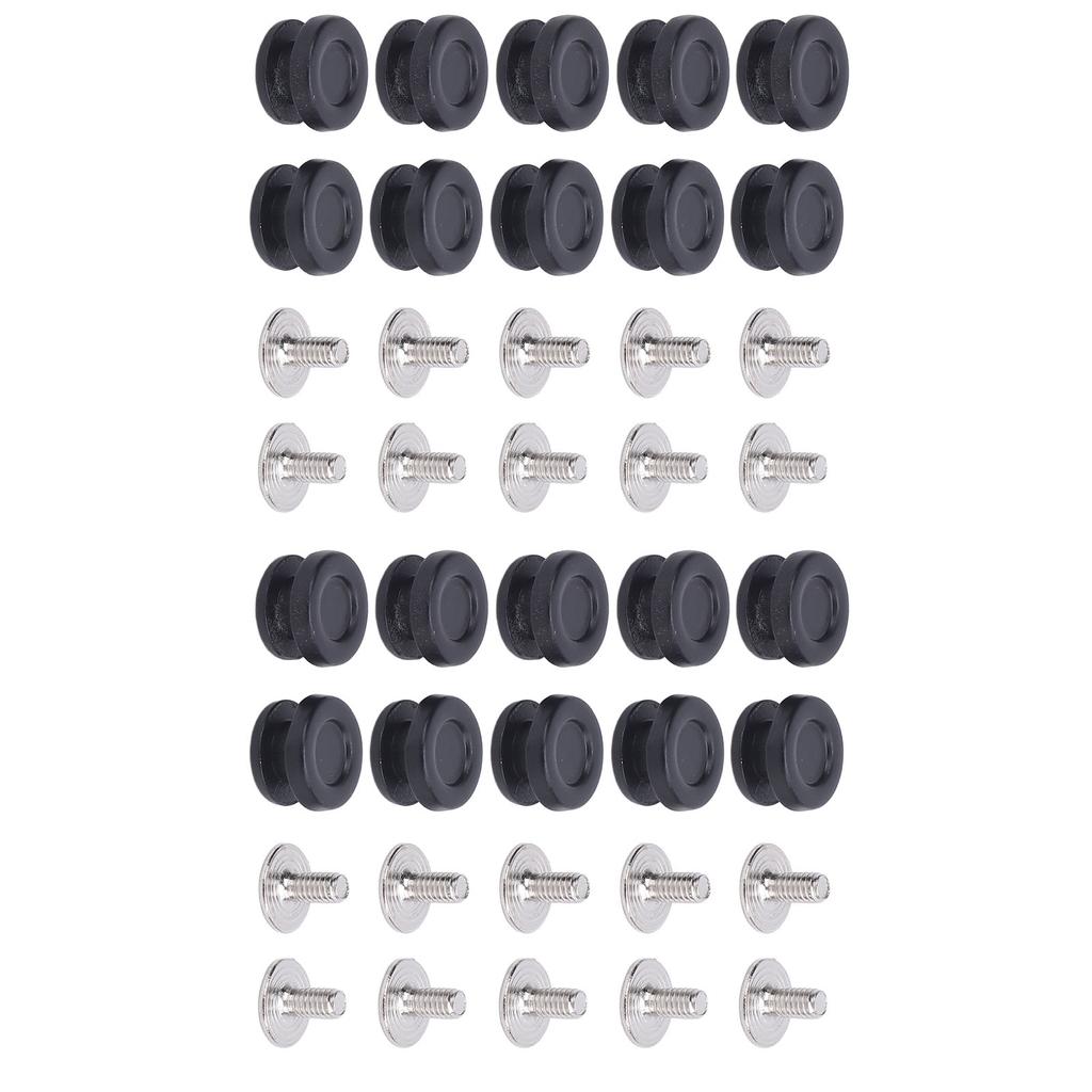 20 Sets Shoelace Rivets 9x5mm Eyelet Buttons 2.5x5.5mm Crossed Screws Shoe Lace Fastener Set Black