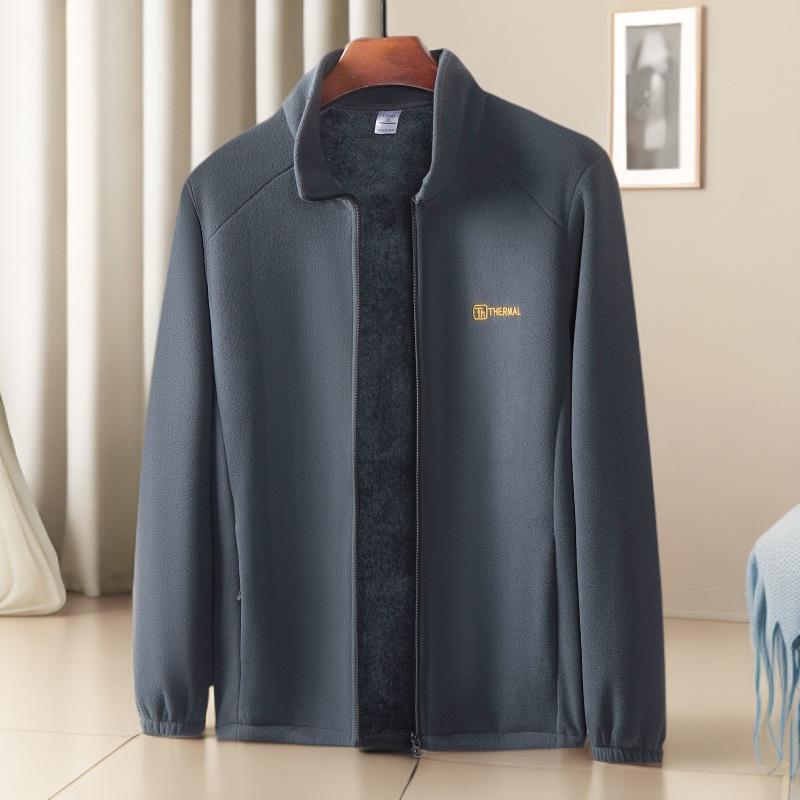 Men's Mid-Aged & Elderly Fleece Jacket: Warm, Thick, Autumn/Winter Cardigan