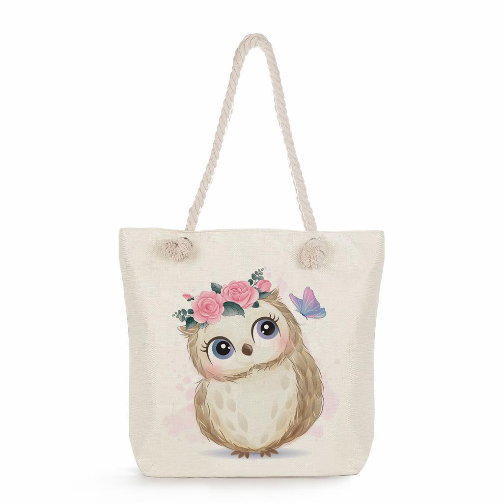 Animal print thick rope single-shoulder beach bag 7286 CLE