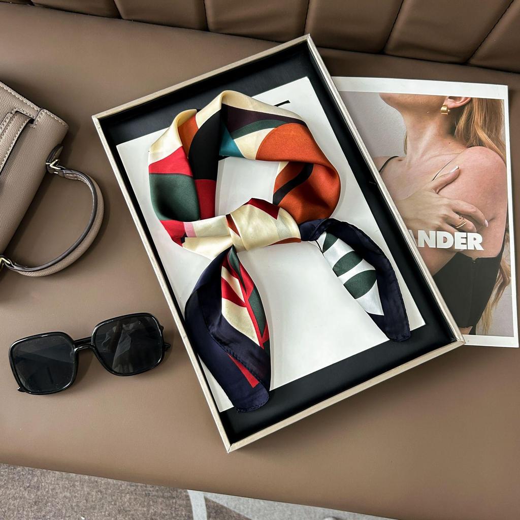 Шелковый шарф премиум-класса с принтом в корейском стиле - Универсальный модный аксессуар