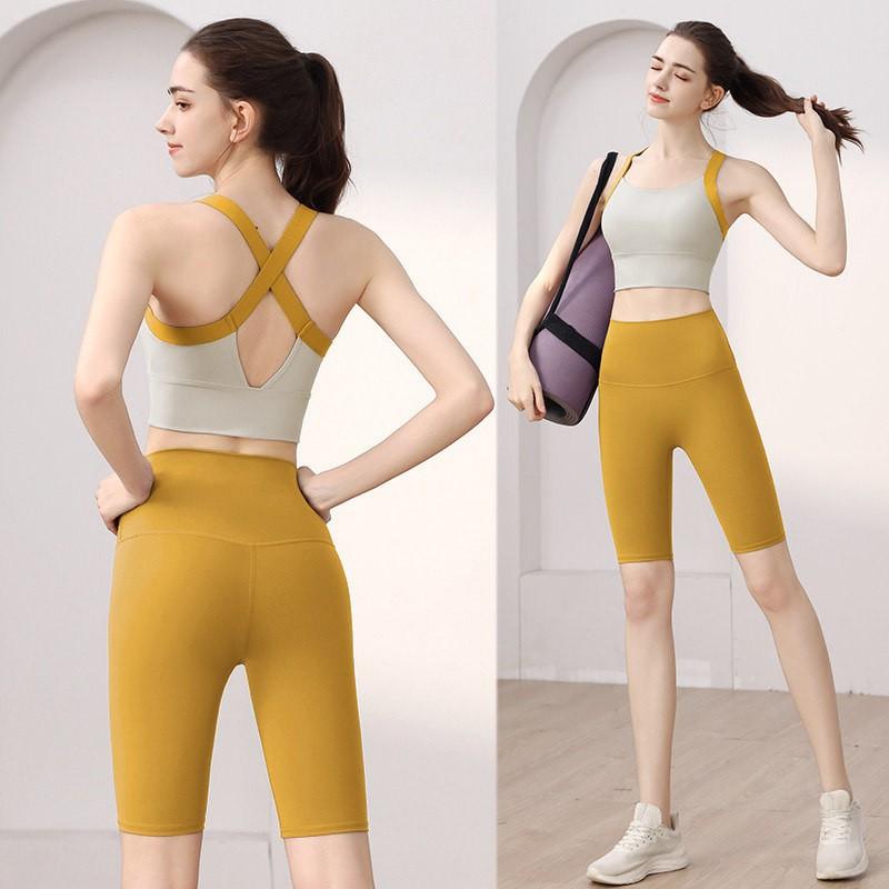 Womens 2-Piece Yoga Set Padded Sports Bra High Waist Shorts Quick Dry Gym Workout Outfit