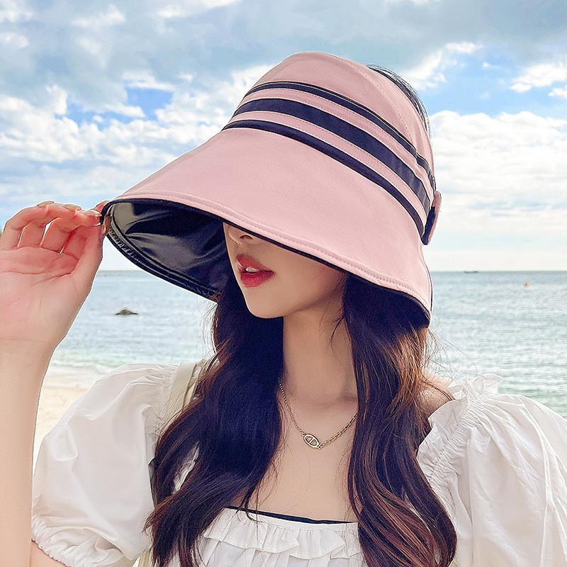 Women's Sun Protection Fisherman Hat Lady Uv Protection Summer Leisure Face Covering Sunshade Black Straw Hat Hollow Top Sun Hat