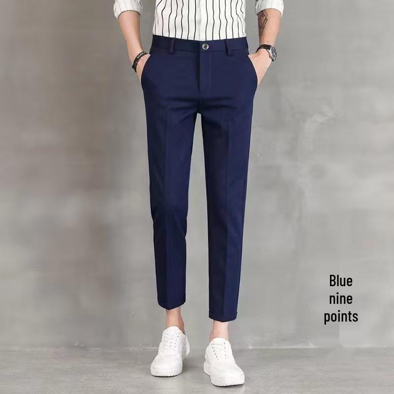 Мужские приталенные черные брюки от костюма в корейском стиле