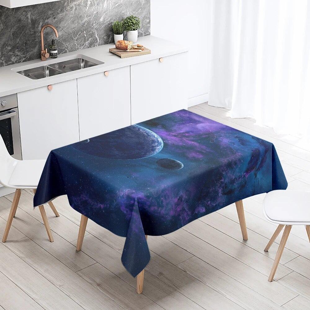 Mysterious Fantasy Space Starry Planet Tablecloth Salon Party Restaurant Decoration Antifouling Waterproof Home Table