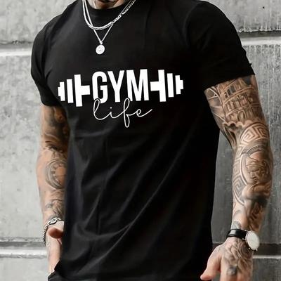 Мужские футболки Футболка Gym Life Футболка Funny Workout Футболки Мотивирующие Позитивные Цитаты Одежда Футболка для Фитнеса Упражнения Одежда