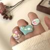 Geometric Enamel Love Heart Ring Open Ring Irregular Enamel Ring Painting Ring  Women