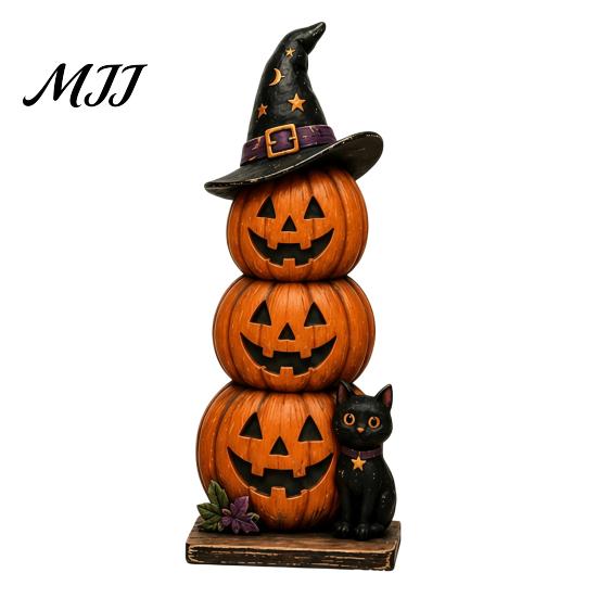 Holiday Window Ornaments Farmhouse Halloween Wooden Tabletop Decorations, Table Topper Signs, Spooky Decorative Storage Accessories Pumpkin