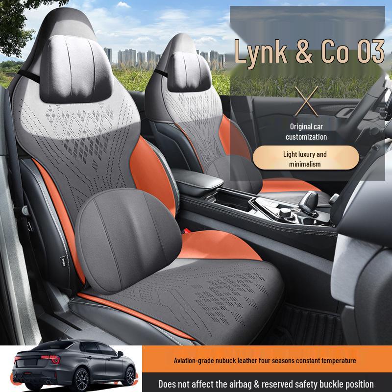 Lynk&Co 03 All-Season Ventilated Suede Seat Cushion - Custom Half-Wrap Design