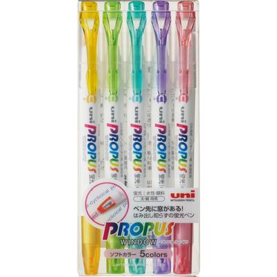 Uni Mitsubishi Pencil Маркер Propass Window Мягкий цвет Набор из 5 цветов PUS102T5CS