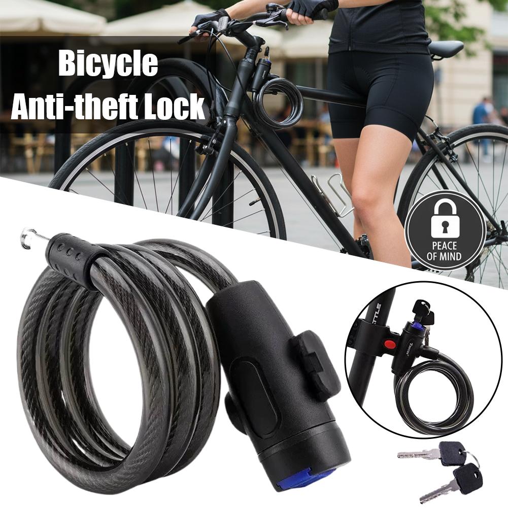 Universal Bicycle Lock Anti Theft Heavy Duty Steel Cable Chain Lock With 2 Keys For Motorcycle Electric Bike 4