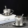Нержавеющая сталь 304, 3 шт./компл., поднос для кофейных чашек, ложка для перемешивания, двойная изоляция стенок, кружка для чая с молоком, набор посуды для европейского отеля