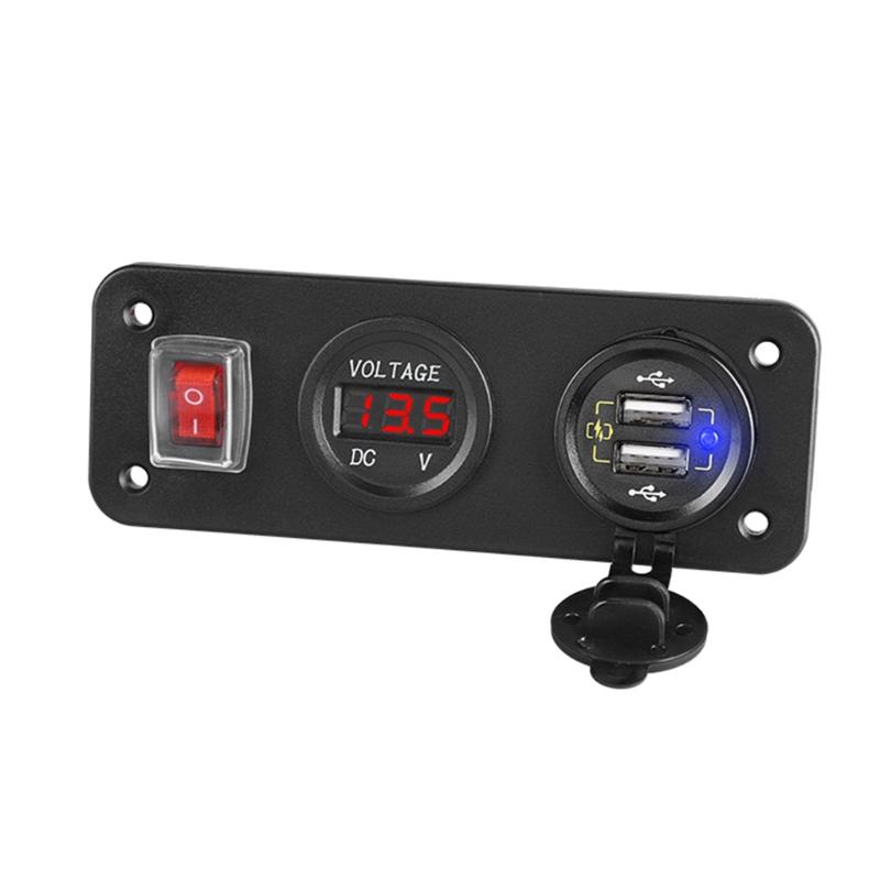 12 В 24 В двойной QC3.0 USB автомобильный разъем для быстрого зарядного устройства Панель светодиодный вольтметр ВКЛ. ВЫКЛ.
