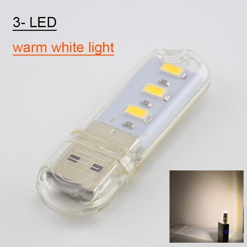 Portable Mini 3/8/24 LED 5V USB DC Warm White Lamp Book Reading Flashlight Night Light Lighting for Computer