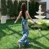 High-waisted Big Yards Wide-legged Jeans Female Summer Thin Section of The Straight Design Sense of Loose Thin Dragged Pants Retro Jeans for Ladies