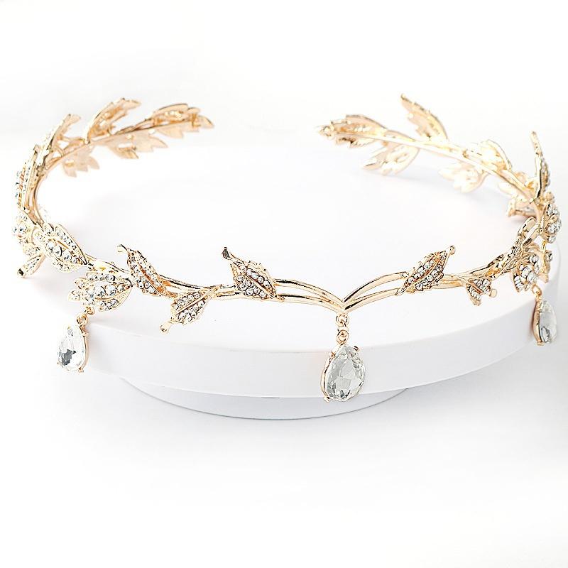 Свадебная тиара с листьями и каплями воды, полная дрель, свадебная тиара, корона, серебряная корона, тиара, свадебные аксессуары для волос, тиара