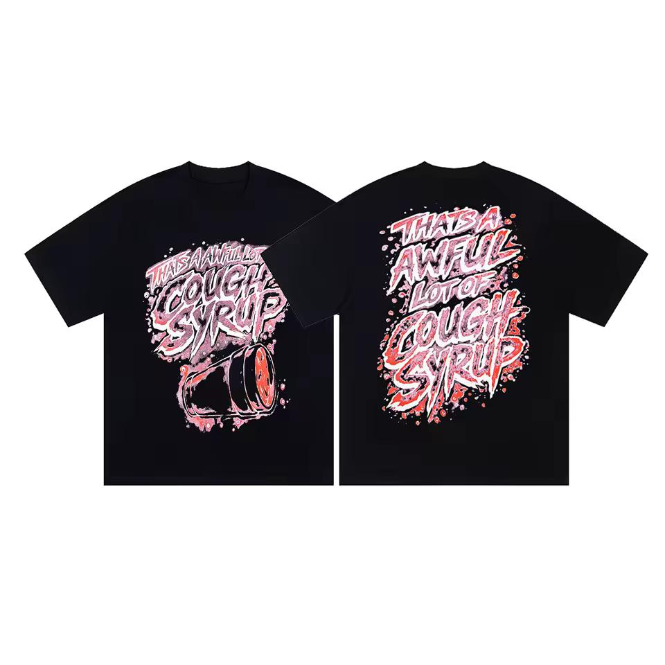 New That A Lot of Awful Cough Syrup American-style High Street Short-sleeved T-shirt for Both Men and Women Cotton