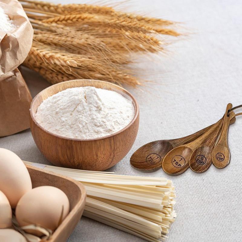 Многоцелевой деревянный мерный стакан и ложка, бытовой кухонный набор инструментов, деревянная ложка для кофе в стиле фермерского дома, инструменты для выпечки