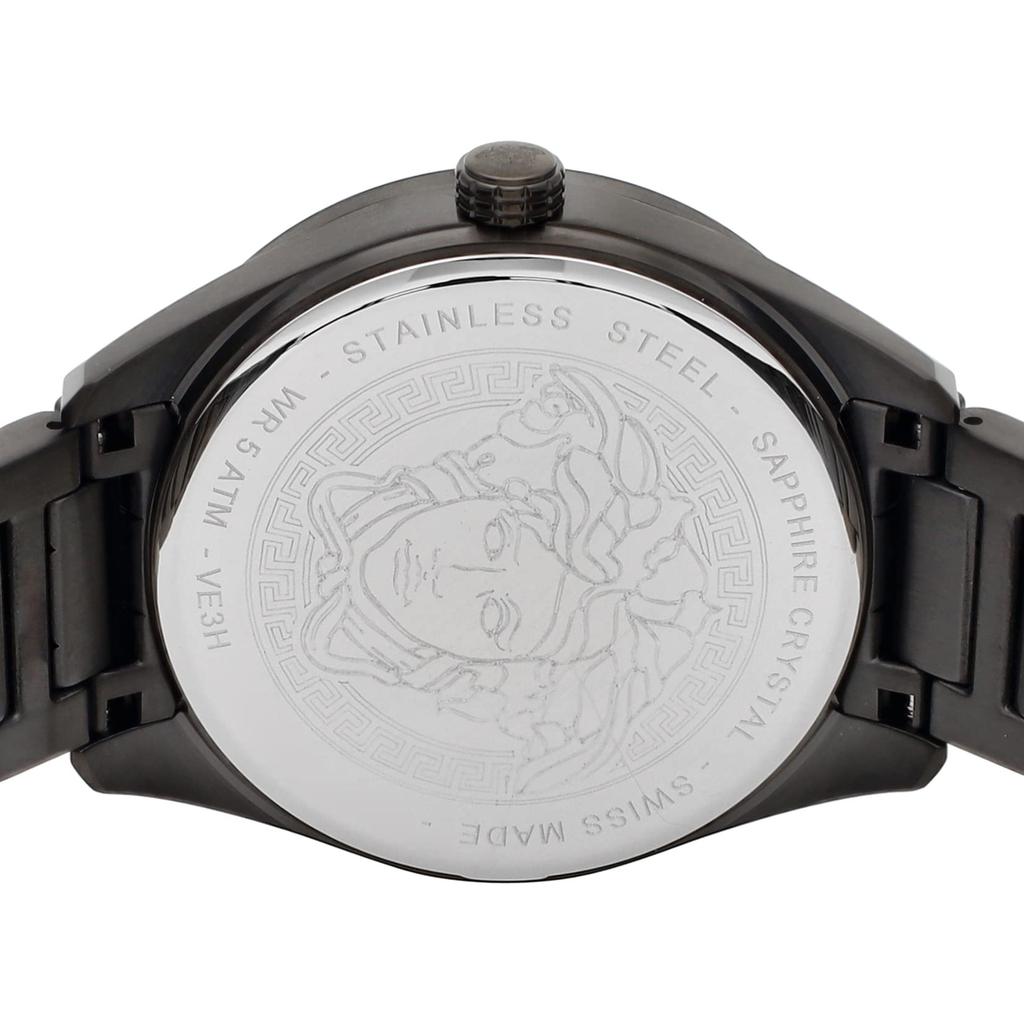 Часы Мужские V-VERTICAL Серые [Versace] VE3H00522 Кварцевые Сапфировое стекло Нержавеющая сталь Черный циферблат 42 мм Швейцарские часы [Предмет]