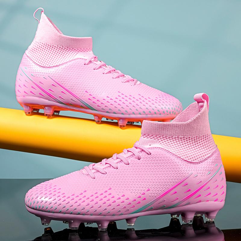 Men Football Boots Long Spikes High Ankle Soccer Shoes AG/TF Kids Outdoor Grass Cleats Soccer Boots Training Sport Football Shoes