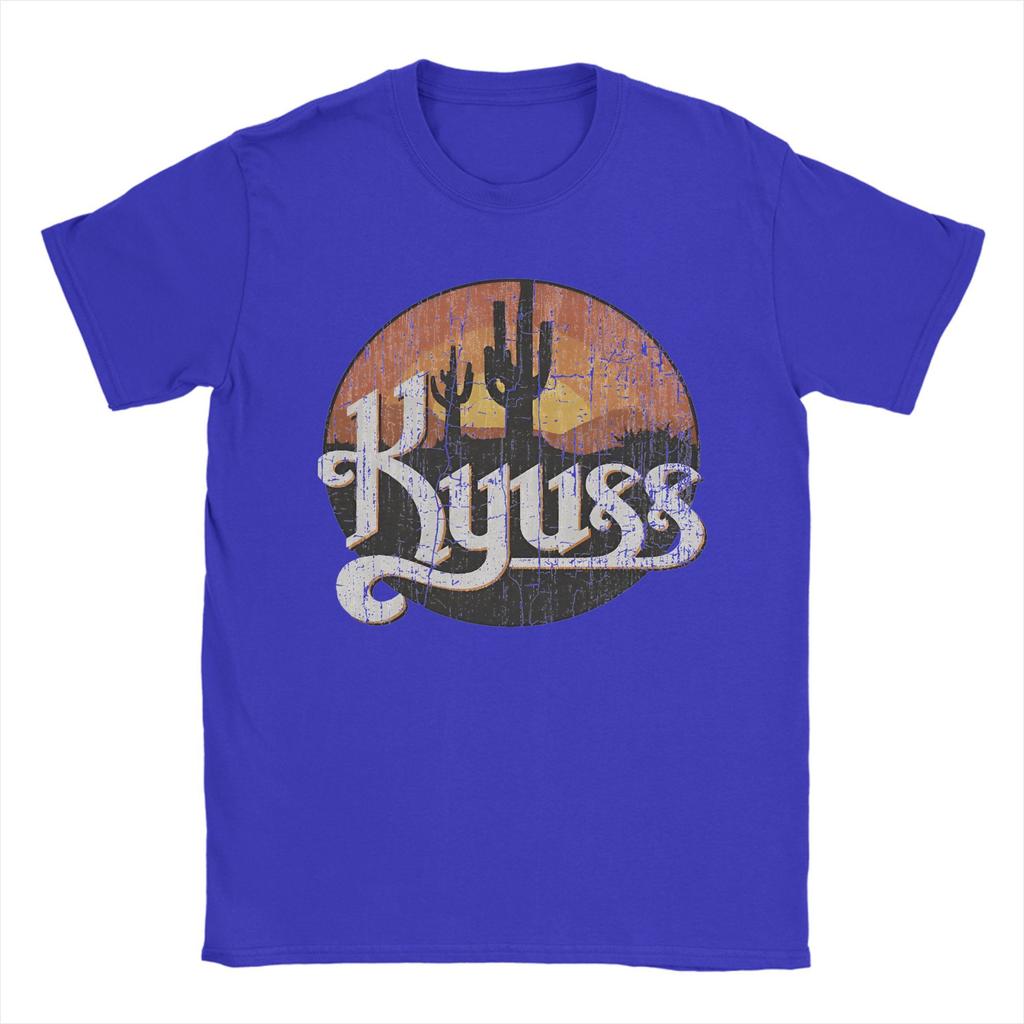 Men's T-Shirt Kyuss Sunset 1987 Queens Vintage Pure Cotton Tee Shirt Short Sleeve  T Shirts Round Collar Clothing 6XL