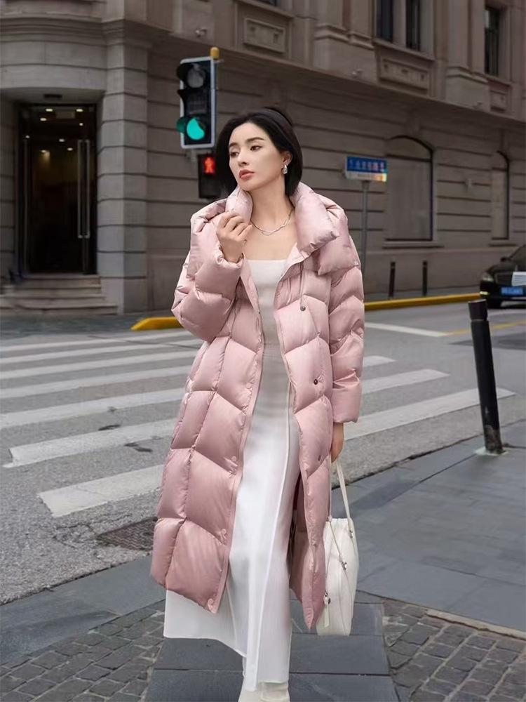 Женское модное белое пуховое пальто с капюшоном - Теплая, свободная зимняя верхняя одежда