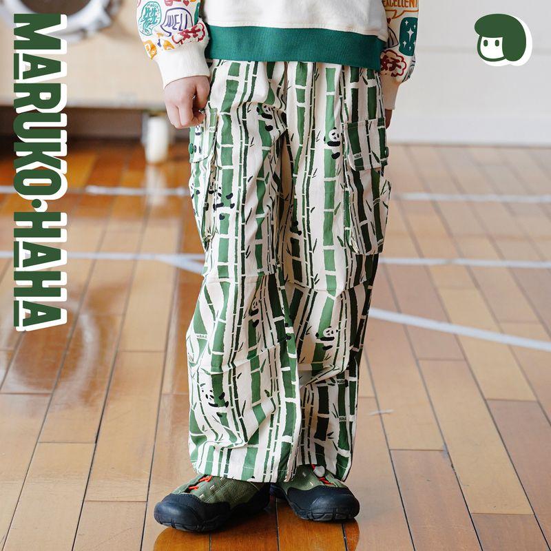 Toothpick Maru Maru and His Friends [Freedom Is Boundless] Ink-Style Chinese Panda Spring Season Girls' Cargo Pants
