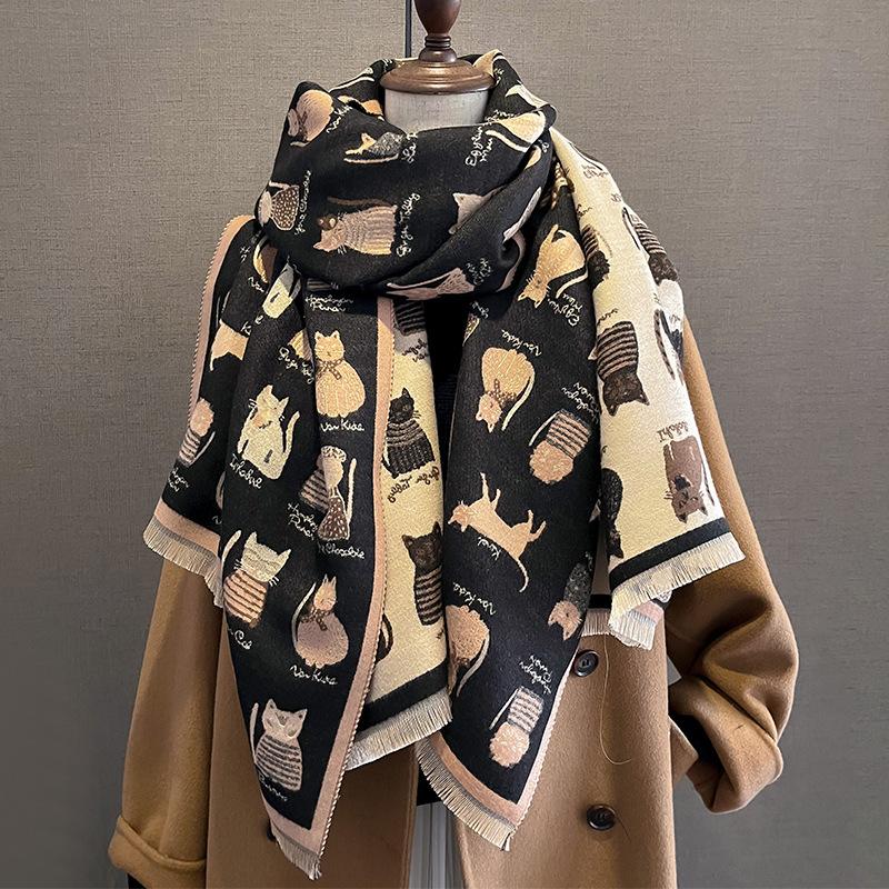 Korean Version Imitation Cashmere Scarf for Women In Winter, Fashionable and Thick Warm Windproof Shawl