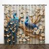 3D Luxury Home Decor Animal Peacock Gold Texture Curtains 2 Panel Living Room Bedroom Study Children's Room Decor