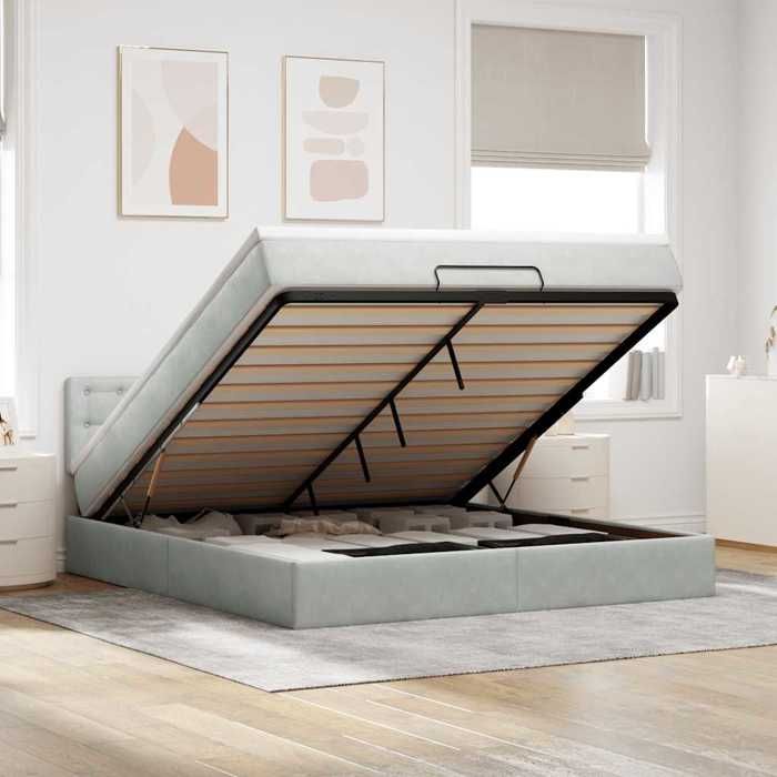 Maison Exclusive - Cadre de lit ottoman avec matelas gris clair 160x200 cm velours
