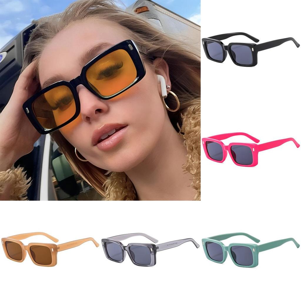 Black Frame Geometric Sunglasses With Yellow Lenses Uv400 For Cycling And Party Wear