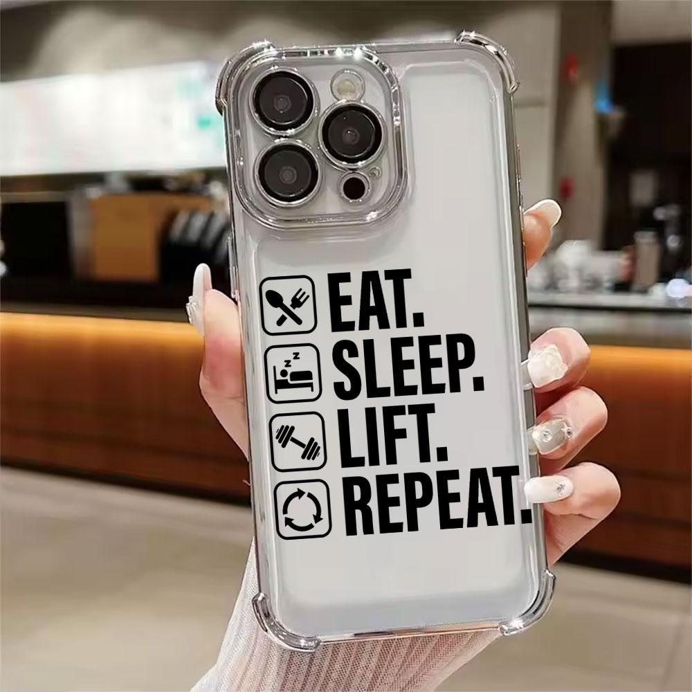 Eat Sleep Train Lift Phone Case for iPhone 17E 11 13 15 16 17 Pro Max 14 Plus 17Air 16E 12 Pro 17Pro Soft Shockproof Clear Cover