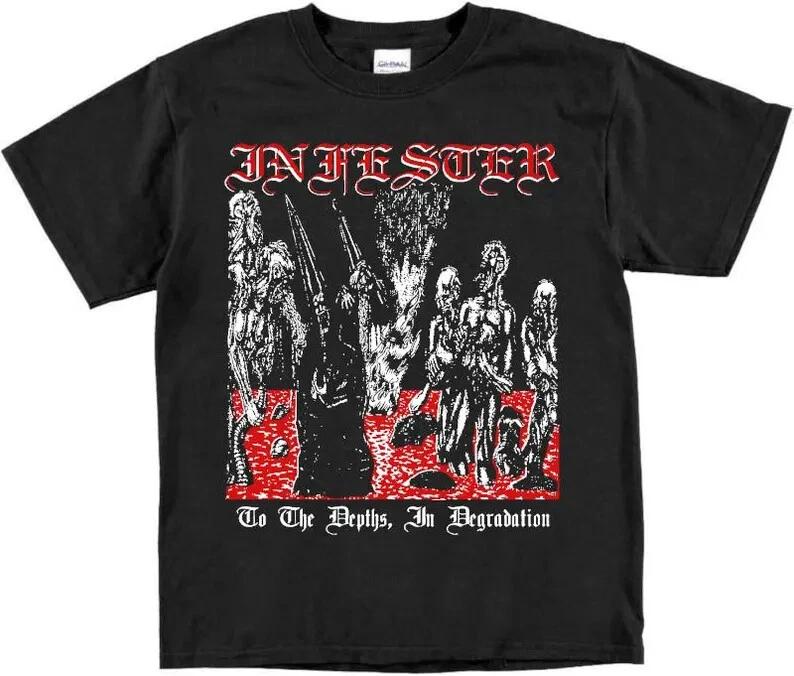 Infester Смертельный Метал Футболка Винтажная Autopsy Бафомет Gorguts Disgorge Gorgasm Мужская Женская Футболка Хлопковая Футболка С Коротким Рукавом Руба...