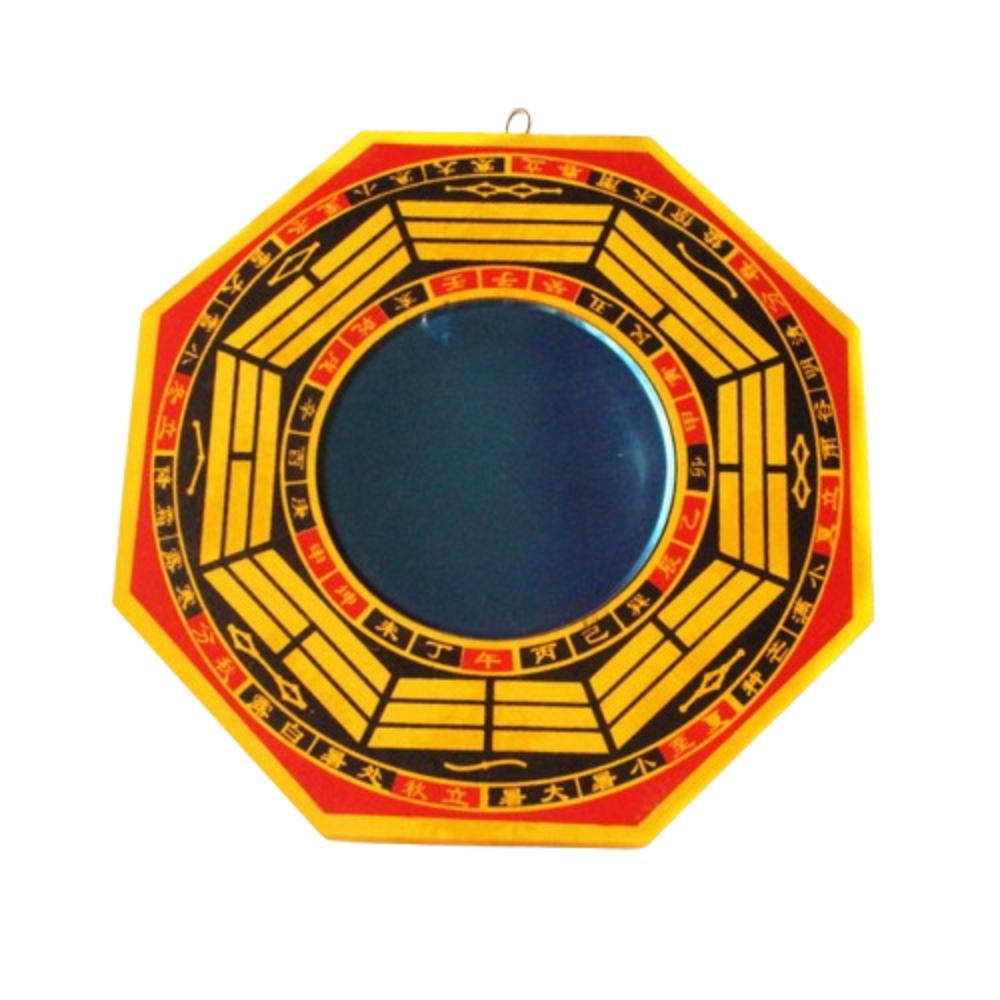 Ancient Chinese Convex Dent Bagua Mirror Lucky Bagua Wooden Mirror  Office Decoration