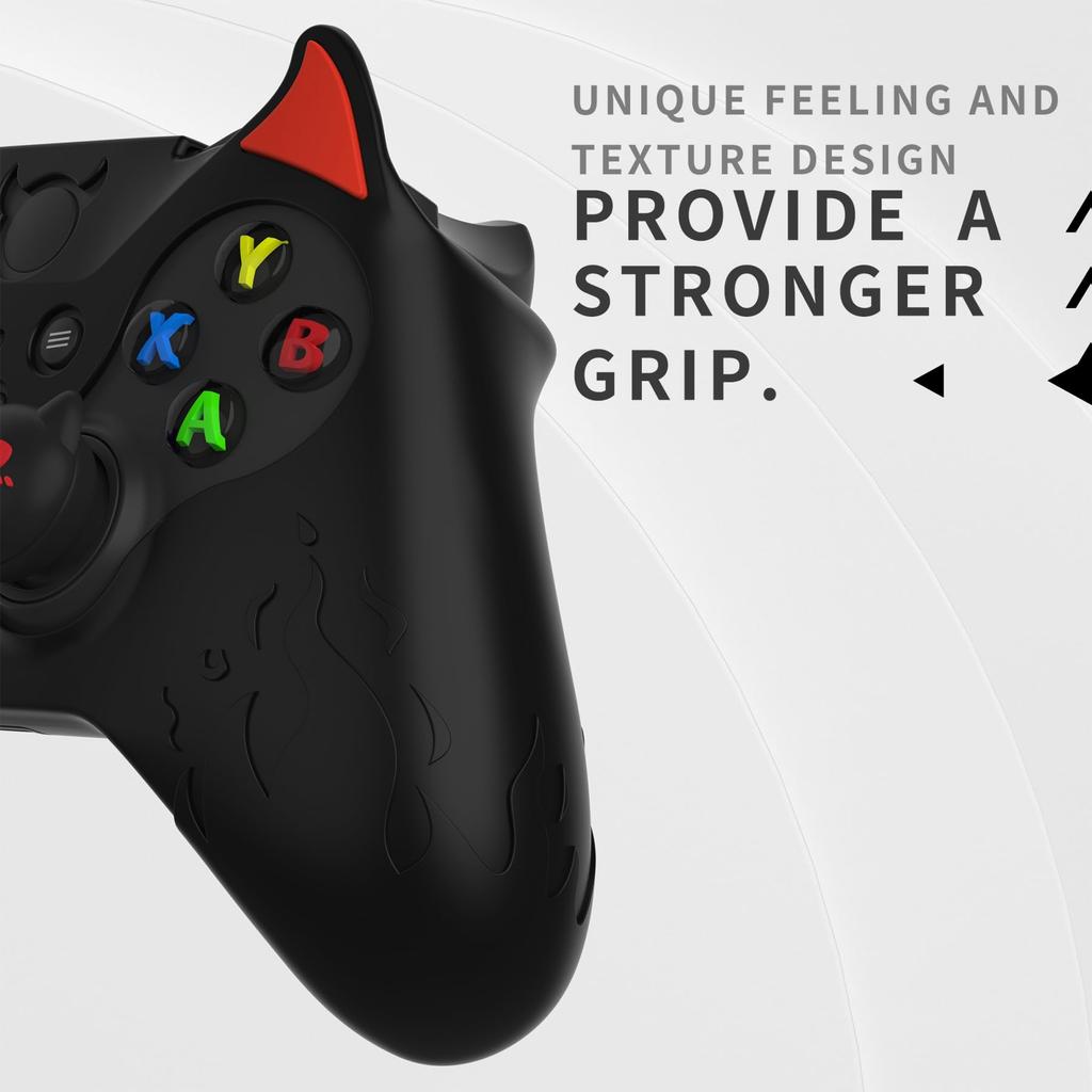 PlayVital Cute Demon Silicone Cover for Xbox Elite Wireless Controller Series Includes Thumb Grip Caps 2, (Black)