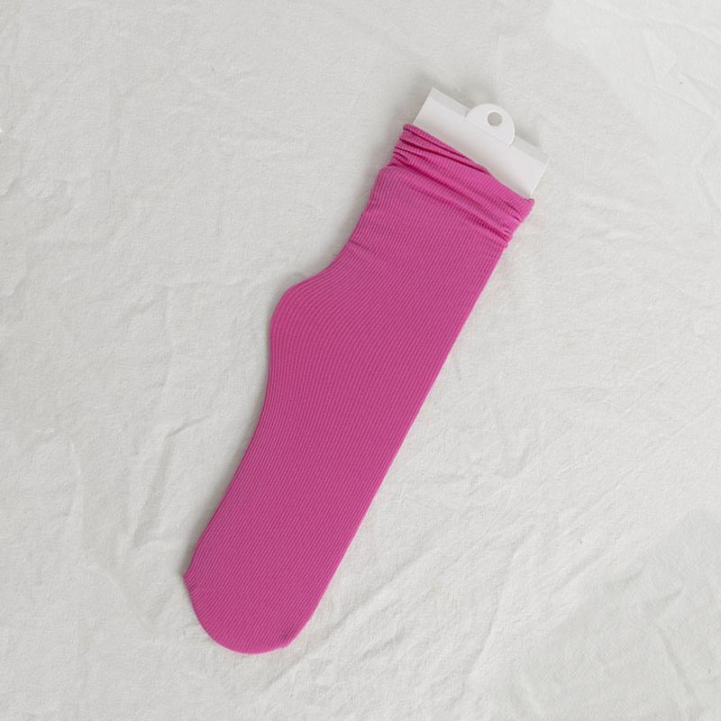 1/5 Pairs Women Ice Thin Loose Socks Calf Tube Socks Summer Purple Knee Nylon Socks Japanese Fashion College Style Solid Color