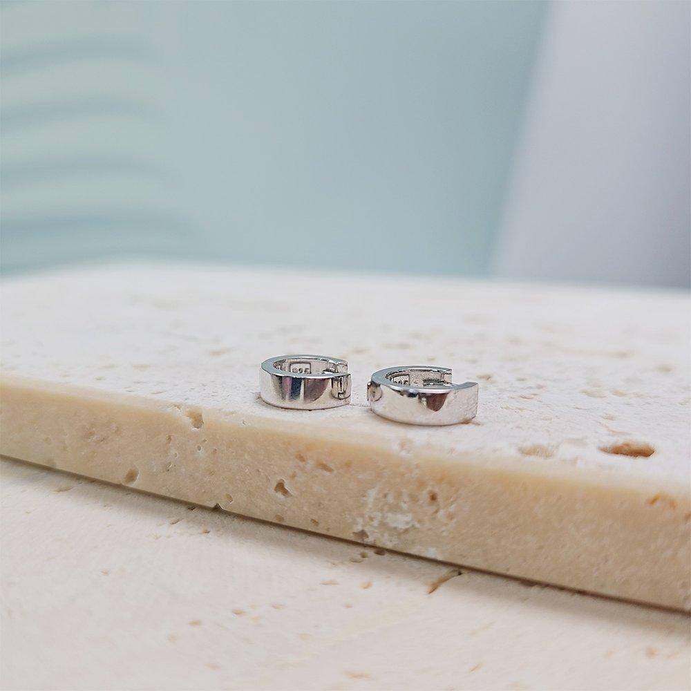 Silver Basic One-Touch Ring Earrings