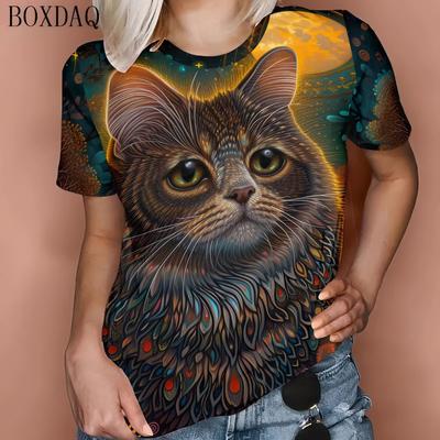 Футболка размера XL-7XL с принтом в виде животных, женская футболка с коротким рукавом, футболки больших размеров для мужчин