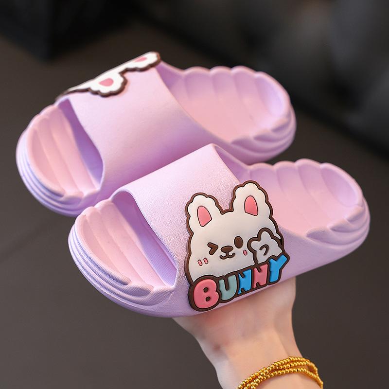 Мальчик мультфильм милый медведь дышащий открытый носок простые пляжные туфли 2024 лето новые девочки кролик милый домашний тапочки детская мода ПВХ