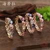 New Color Painting Oil Hollow Flower Elastic Bracelet, Women's Fashion Simple Enamel Petal Bracelet