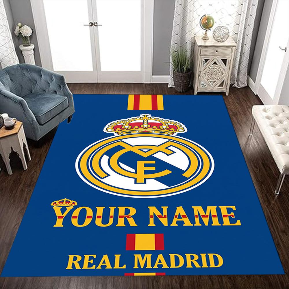 Real Madrid Club Customized Name Area Rug Suitable for Entryway Bedrooms Living Rooms Hallway Antislip Carpet Decorate Offices Gift for Festivals
