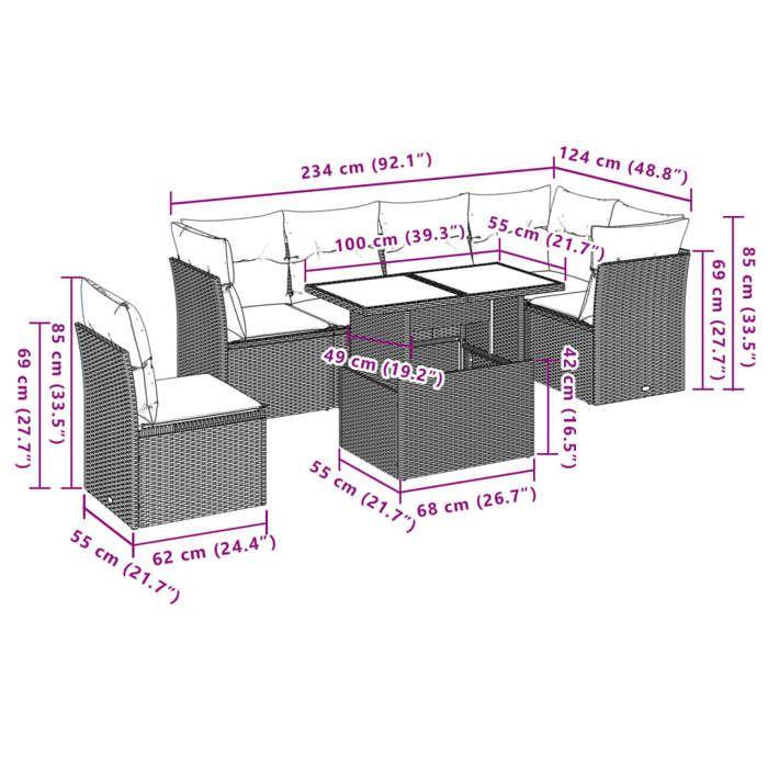 VidaXL Salon de jardin avec coussins 7 pcs gris résine tressée 3266620