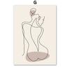 Wall Art Canvas Painting Line Girl Flower Modern Minimalist Abstract Nordic Posters And Prints Wall Pictures For Living Room