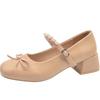 Retro Bow Mary Jane Shoes Women's Autumn New Versatile Word with Commuting Thick Heel Single Shoes Women