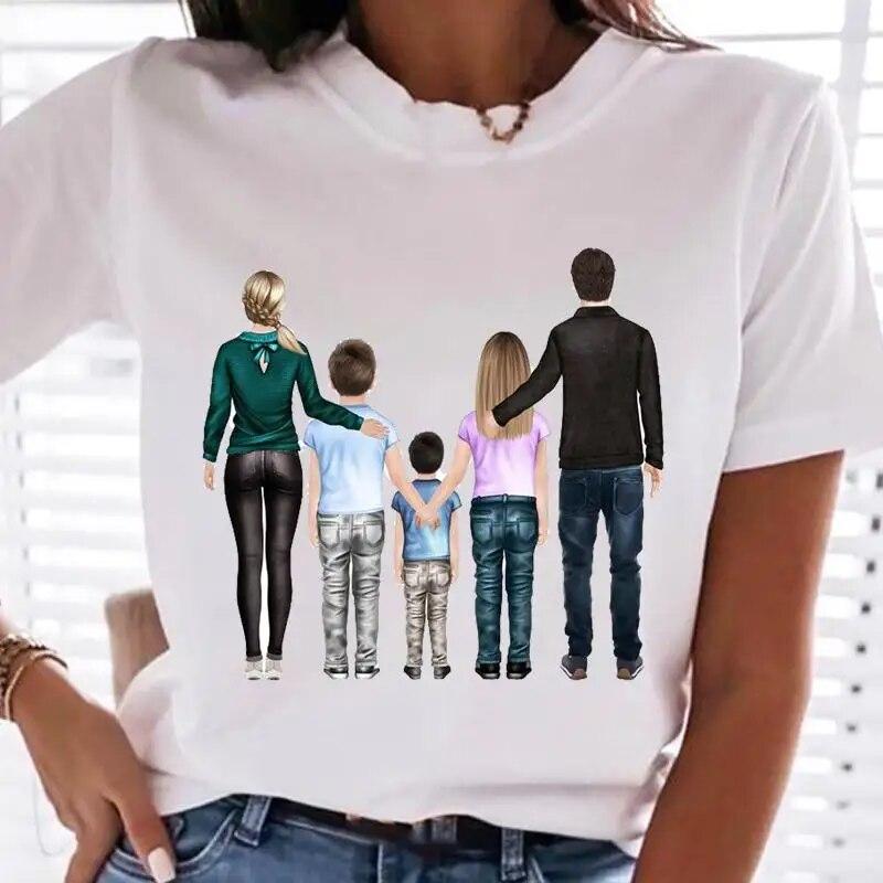 Women Family Mom Mother Mama T-shirts Female T Tee Cartoon Sweet Love Son 90s Clothes Lady Casual Shirt Graphic Tshirt Top