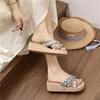 2025 Summer Thick-soled Cool Slippers Women Wear Small Lightweight Non-slip Slope Heel Flip-flops Seaside Beach Shoes Women