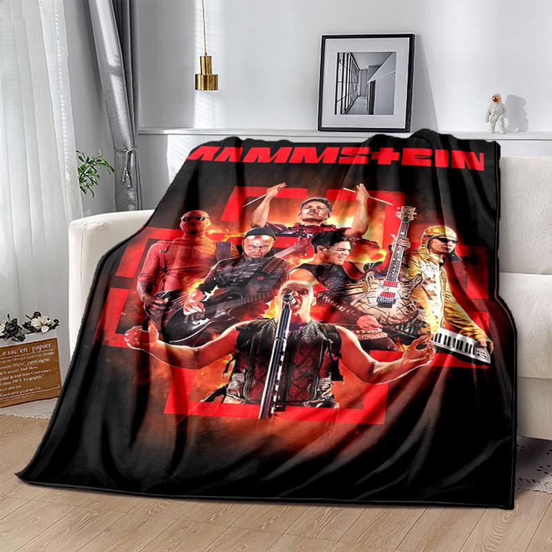 1pc Rammstein Band Home Decor Flannel Blanket: Perfect Gift for Bedroom, Living Room, Travel, Camping, Car, Beach, Office Nap, Ideal Sofa Throw, Outdo